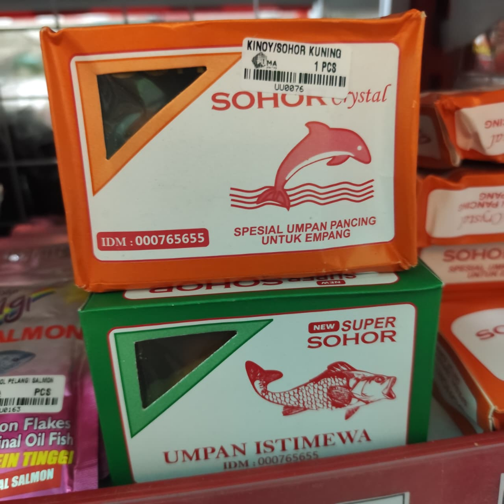 Umpan Sohor Crystal (Kotak Kuning) dan Super Sohor (Kotak Hijau)