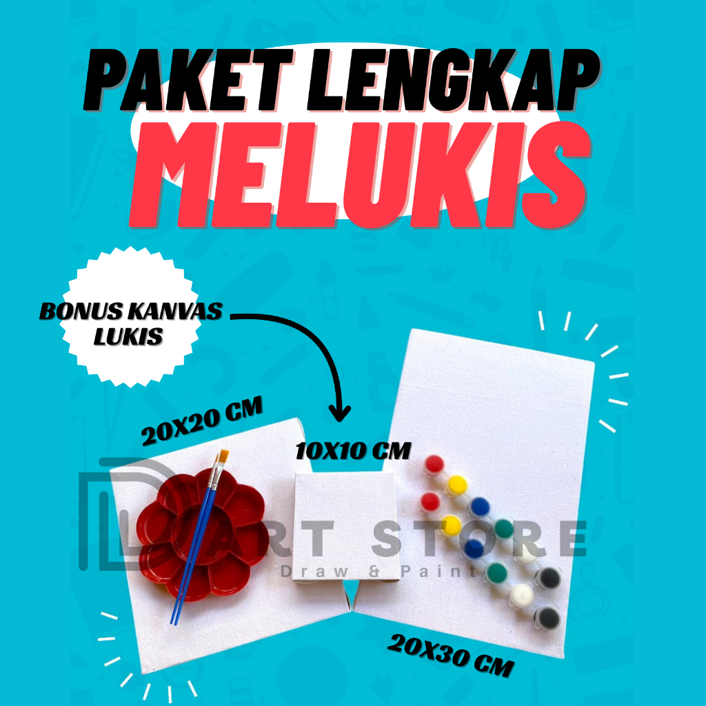 

Paket melukis / alat lukis / alat mewarnai / kanvas / cat akrilik / palet / kuas / untuk pemula