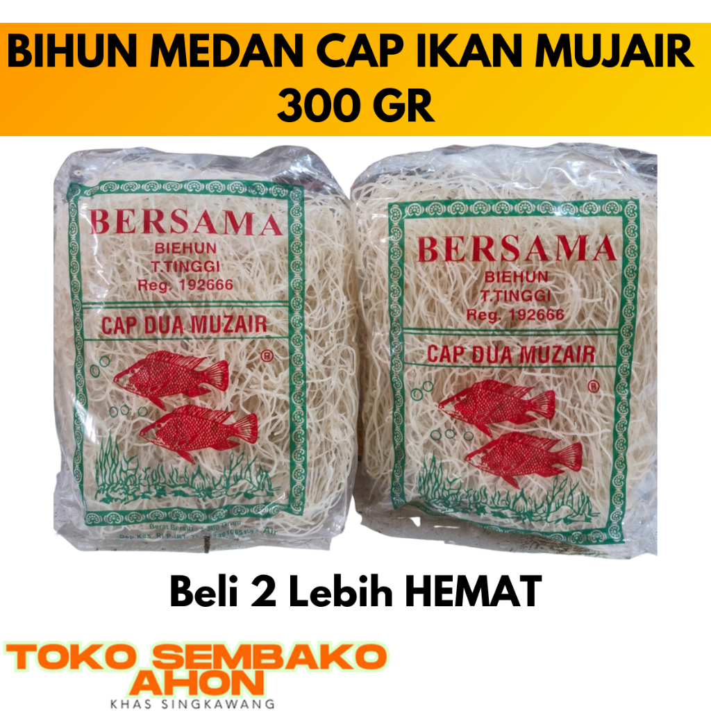 

BIHUN MEDAN CAP 2 IKAN MUJAIR 300 gr (MMA-74) / Bihun Cap 2 Ikan / Bihun Medan Halus / Bihun Goreng Medan / Bihun Medan Enak