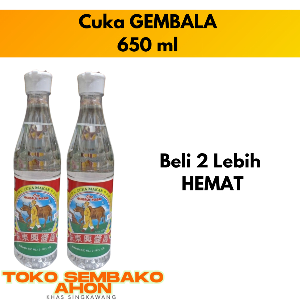 

Cuka GEMBALA | Cuka Makan Cap Gembala Kerbau 650ml Kalimantan Produksi Tangerang (Cu Tung Hin) / Cuka Cap Kerbau / Vinegar Cap Gembala / Cuka Gembala Kalimantan