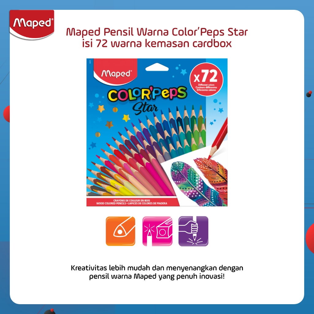 

Maped Pensil Warna ColorPeps Star isi 72 warna kemasan cardbox