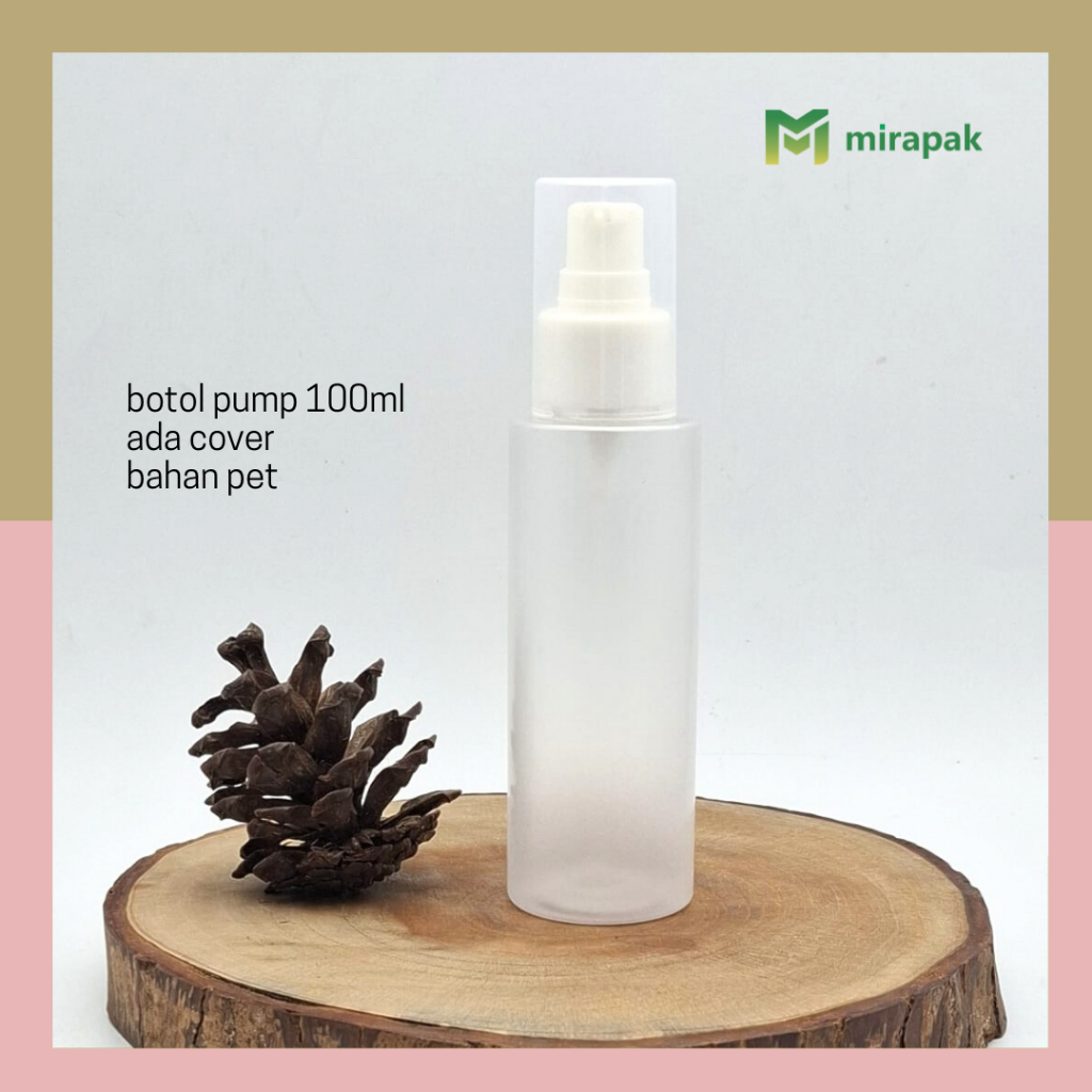 BOTOL PUMP 100ML FROSTED / DOFF PLASTIK TEBAL - TUTUP PUMP PUTIH -  BOTOL PUMP LOTION TEBAL / SERUM 
