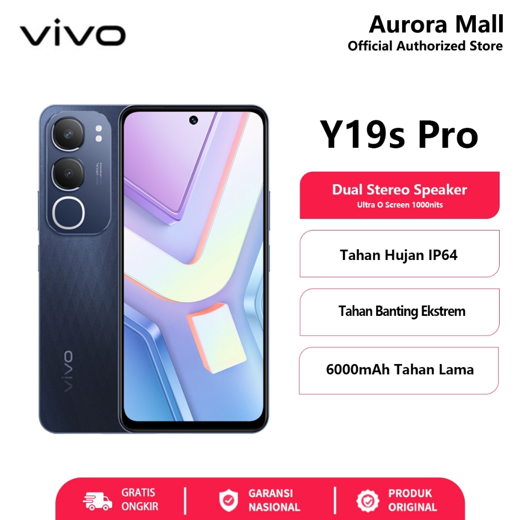 Hp Vivo Y19s Pro 4/64GB 6/128GB RAM 6GB+6GB Extended ROM 128GB Vivo Terbaru 2025 Garansi Resmi