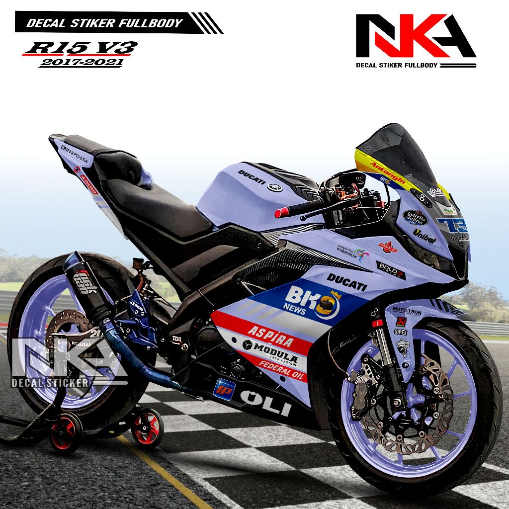 Terbaru Decal R15 V3 Full Body Stiker Gresinii For Yamaha R15 V3 2017-2021