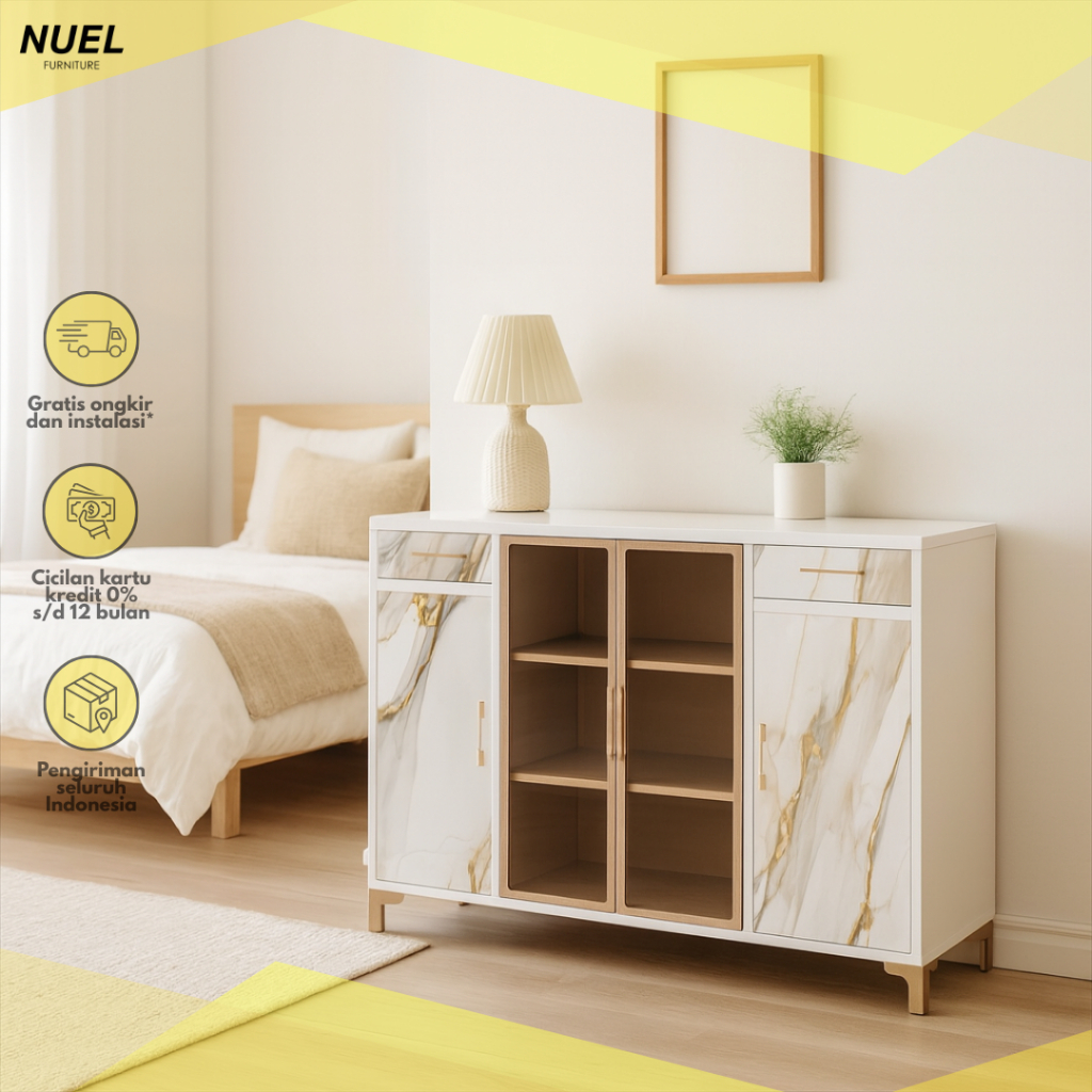 NUEL Kabinet TV Besi Buffet /  Rak TV Serbaguna Modern Minimalis