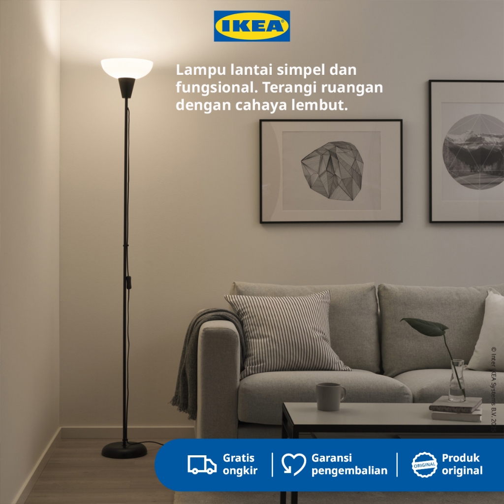 IKEA TAGARP Lampu Lantai Sorot Atas Hitam/Putih