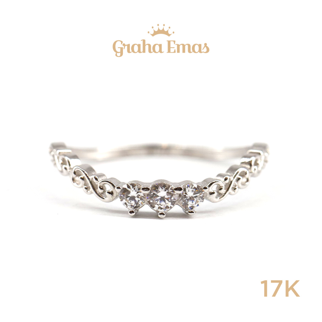 Graha Emas Cincin Emas Putih Bentuk 17K - White Gold Model Ring 17 Carat M1286