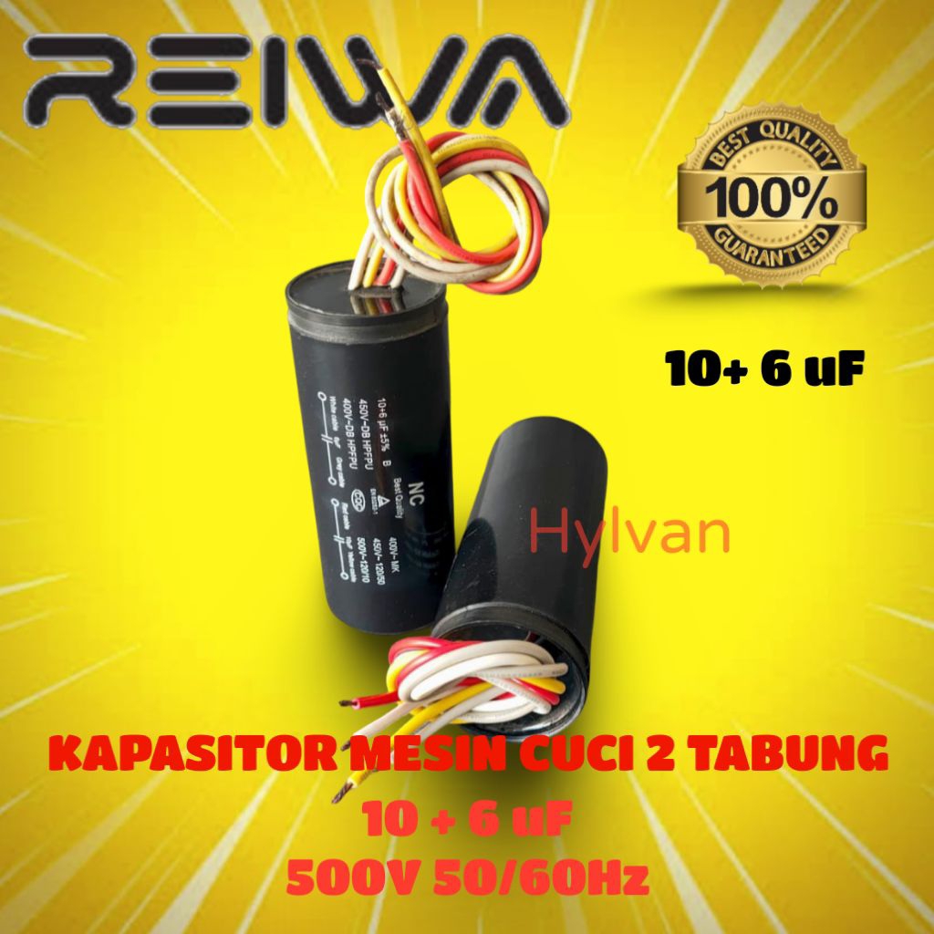 KAPASITOR MESIN CUCI 2 TABUNG 10 + 6 UF REIWA