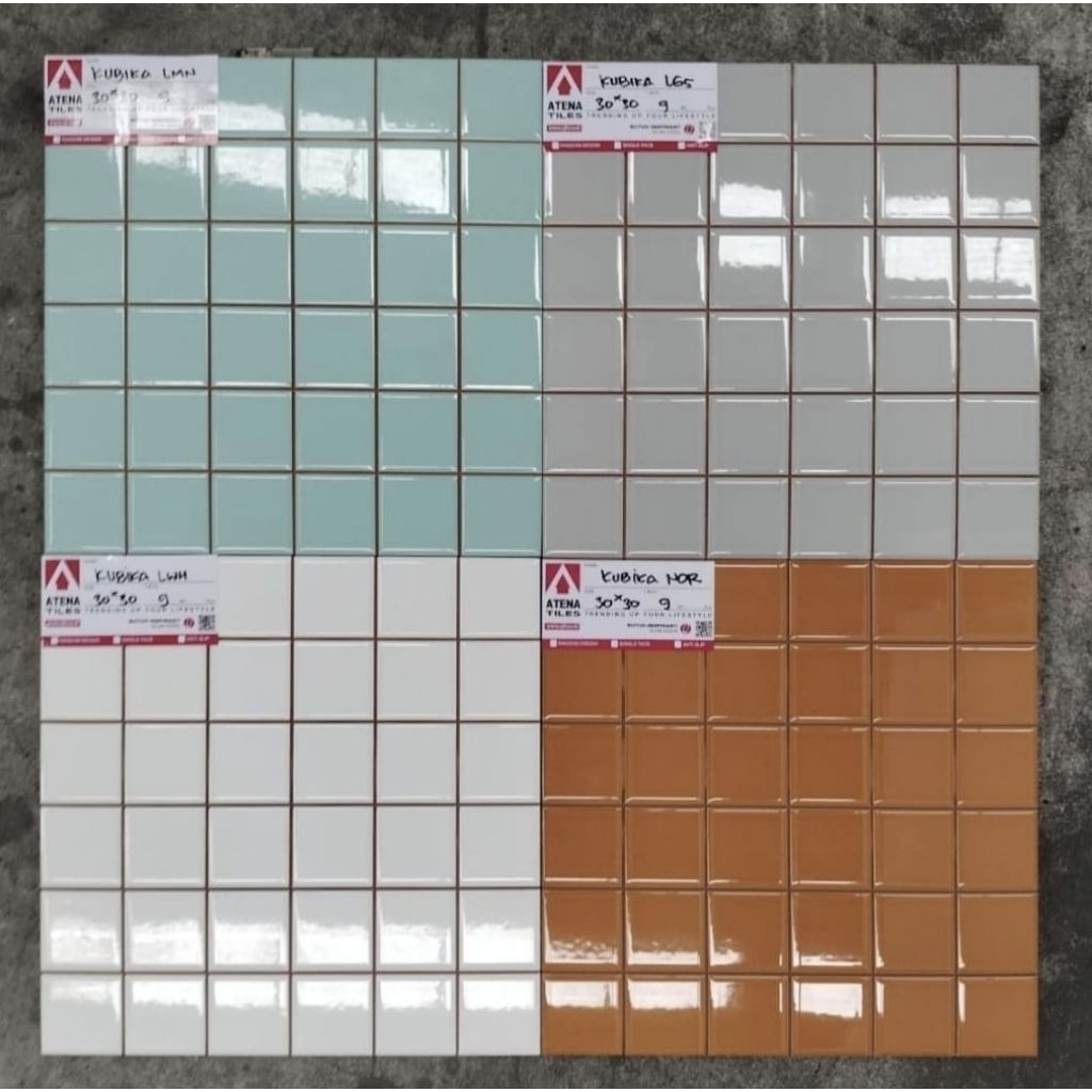 keramik dinding kamar mandi dapur rumah batu kasar PRECUT ATENA 30X30 kotak minimalis KUBIKA LWH LGS