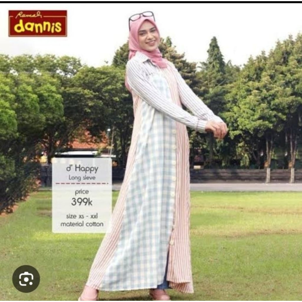 abaya dewasa dannis,d'happy family,UK.S,M,XL,XXL,motif kotak,salur,promo