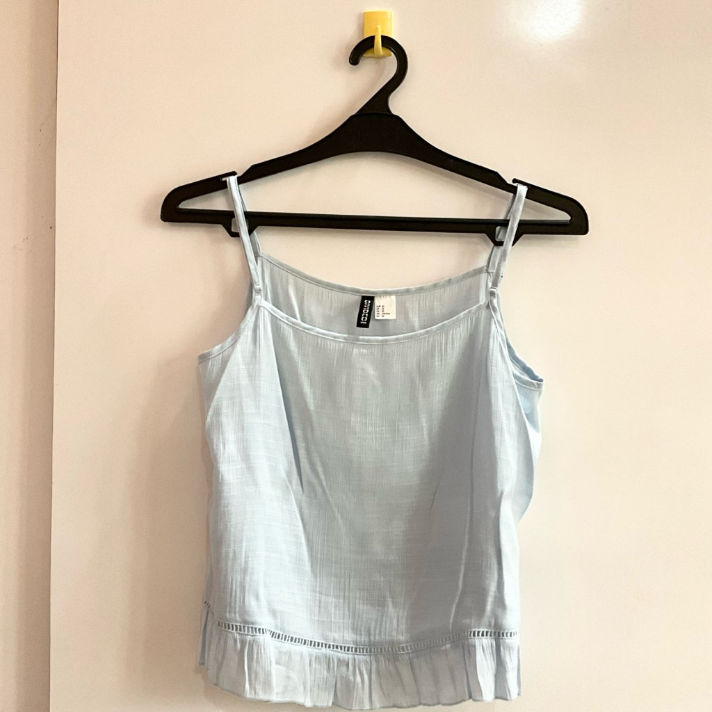 H&M HnM Divided Tank Top Pakaian Wanita Sky Blue Original