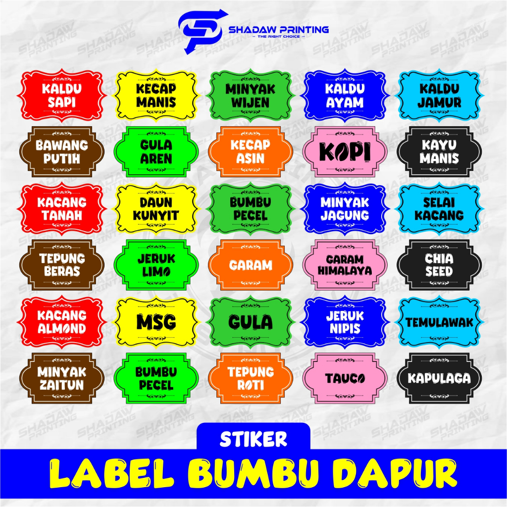 

(ISI 70 PCS) STIKER LABEL NAMA BUMBU DAPUR UKURAN 5X3 CM STICKER ANTI AIR