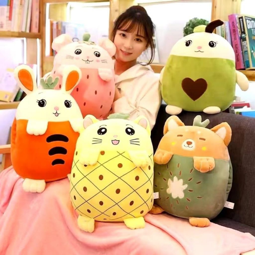Boneka Balmut Bantal selimut Tapa Selimut Karater Animals Buah Lucu Imut Bahan Lembut Halus Berlebel