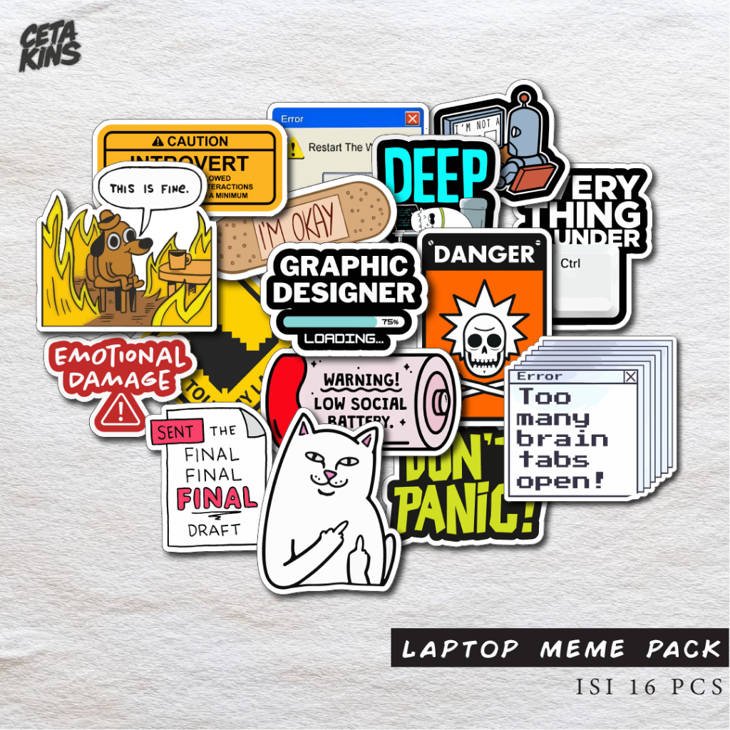 

Stiker laptop meme internet pack 16pcs