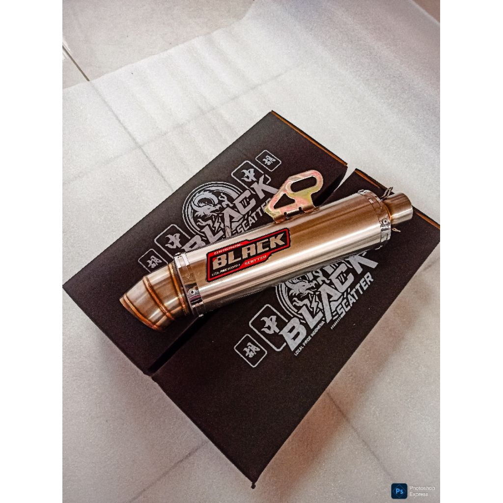 [ COD ]Silincer Exhaust Type Leo Stainless Inlet 38.45&50mm  Suara Adem Gahar Bebas Request Saringan