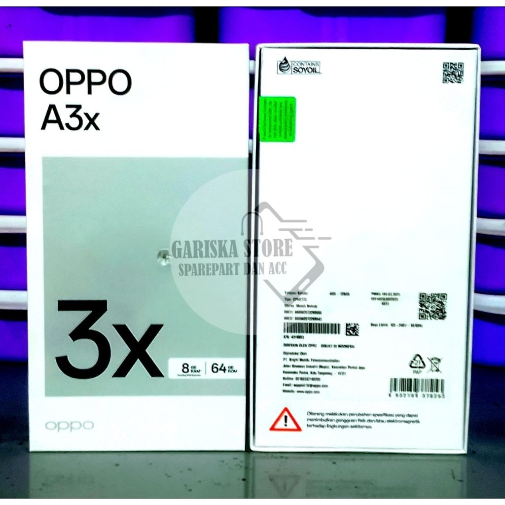 Dus box hp kotak celluler Oppo A3X ram 8/64 original copotan