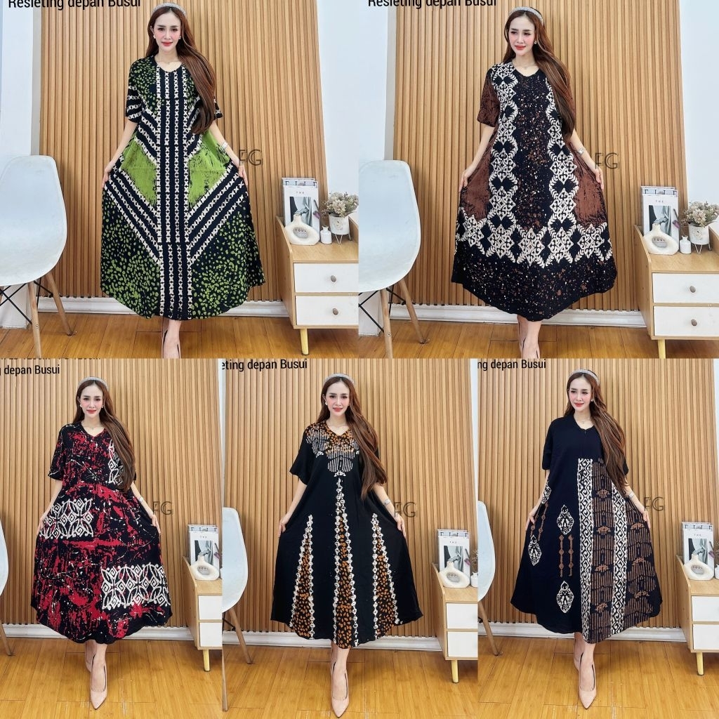 Termurah - Daster jumbo Twill Rayon super premium original terbaru lengan pendek Batik modern asli P