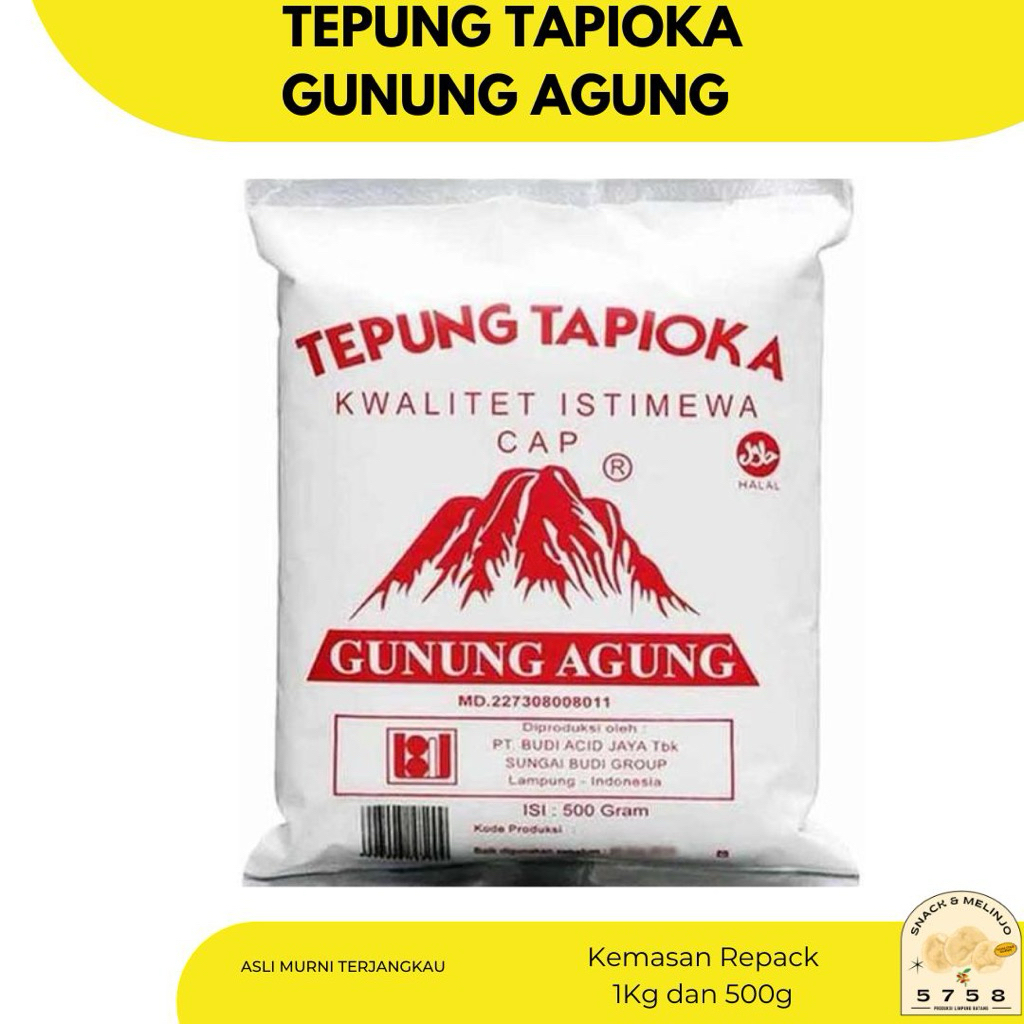 

[GROSIR] 5KG TEPUNG TAPIOKA GUNUNG AGUNG 1KGx5 TERMURAH