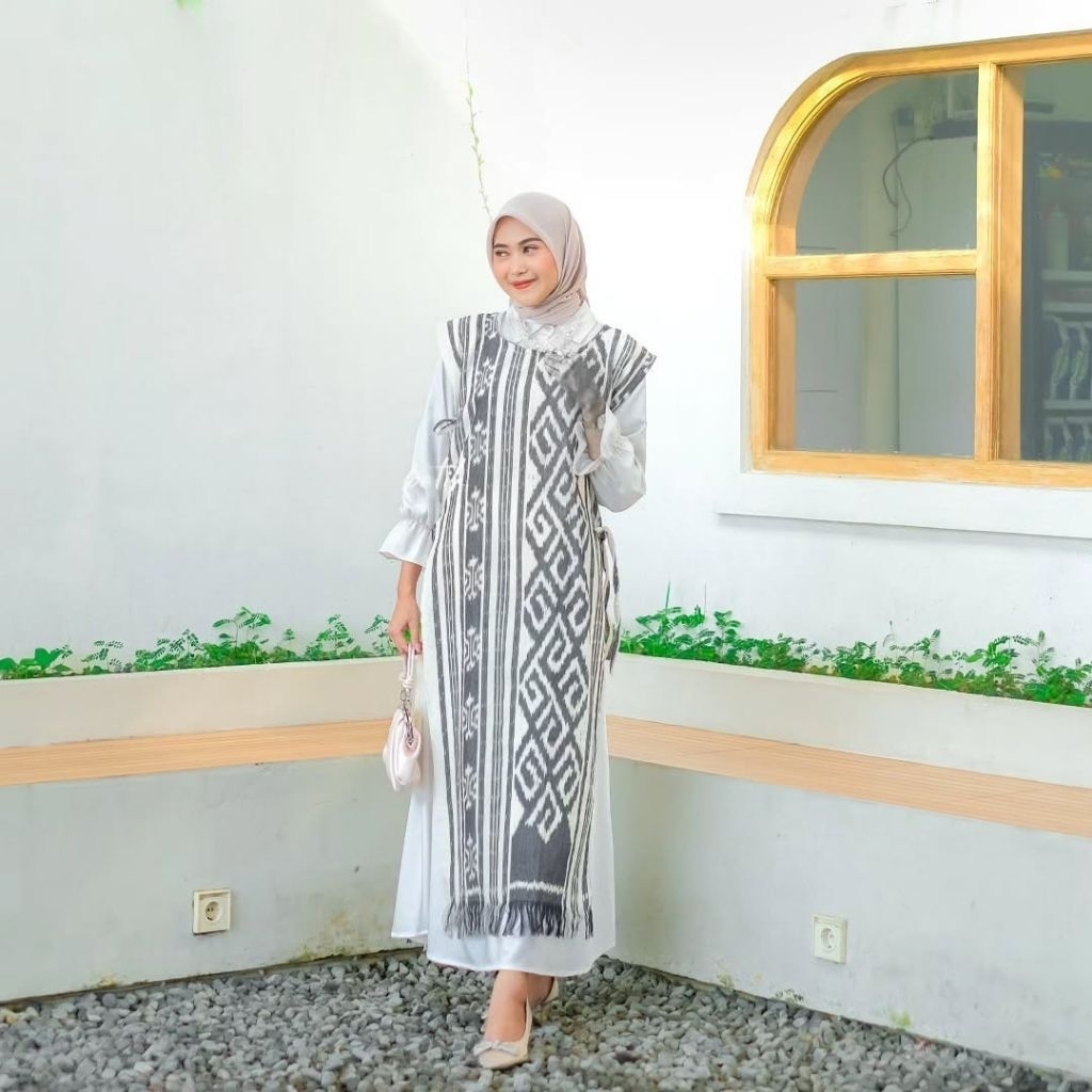 [FLASH SALE] Vest Tenun Lurik Panjang - Outer Wanita Modern - Untuk Hijab & Casual - GRATIS ONGKIR