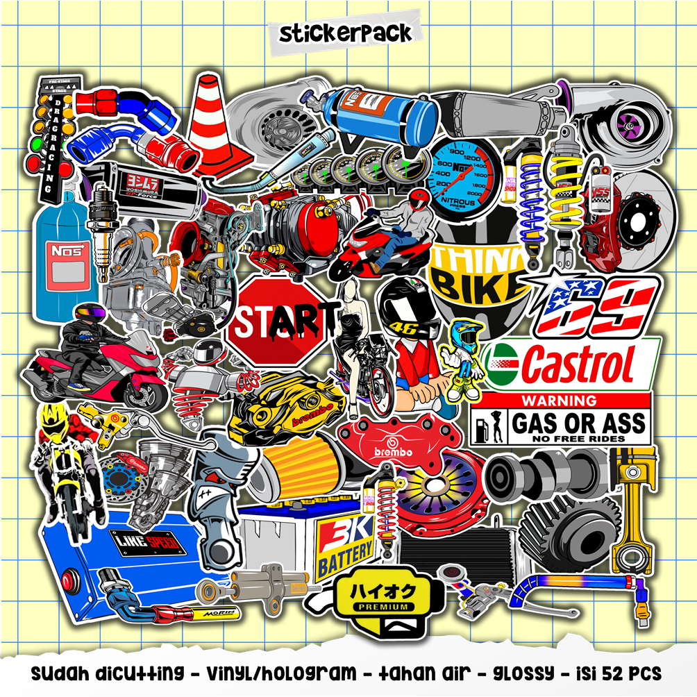 

52pcs stickerpack racing series part 1, vinyl & hologram tahan air