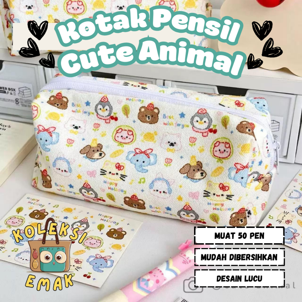 

Kotak Pensil Motif Cute Animal Lucu Tempat Pensil Sekolah Anak Stationery Bag Premium Serbaguna SB-16