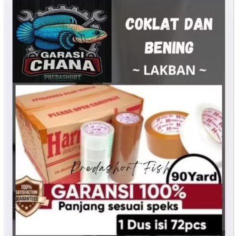 

TERMURAH 1 Dus isi 72 pcs - Lakban Bening Coklat Besar 90 yard 45mm Merk Harmony Kuat Rekat Tidak Mudah Putus