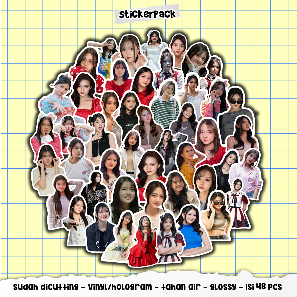 

52pcs stickerpack christy jkt48 series, stiker vinyl & hologram tahan air