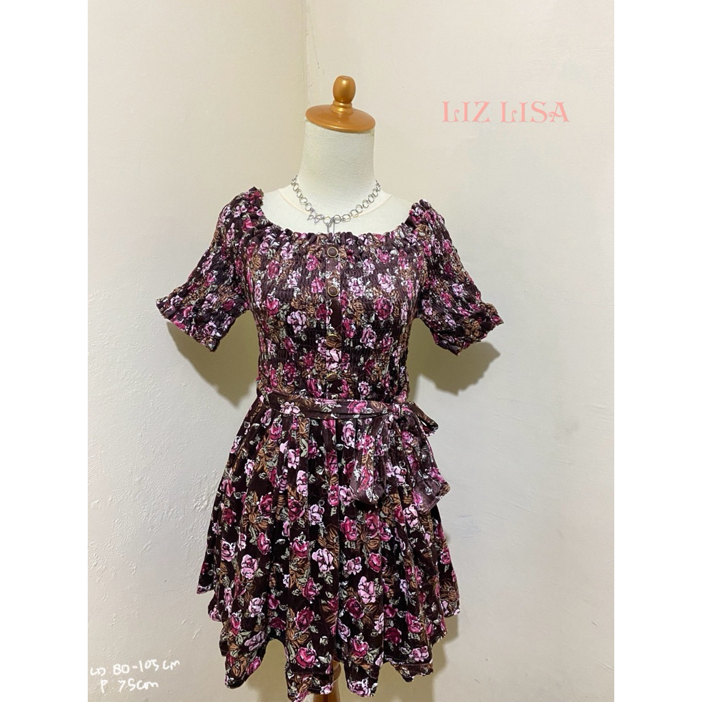 Dress Lizlisa Floral Bunga Bunga Choco