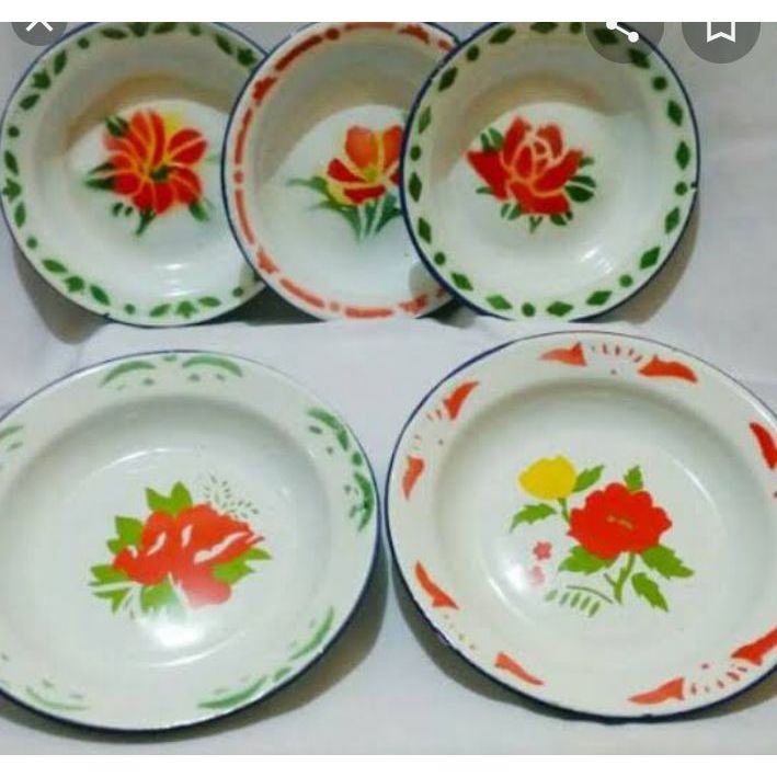 6 pcs piring seng enamel / Piring seng jadul 14 cm isi 6 pcs / piring seng / piring jadul murah / pi