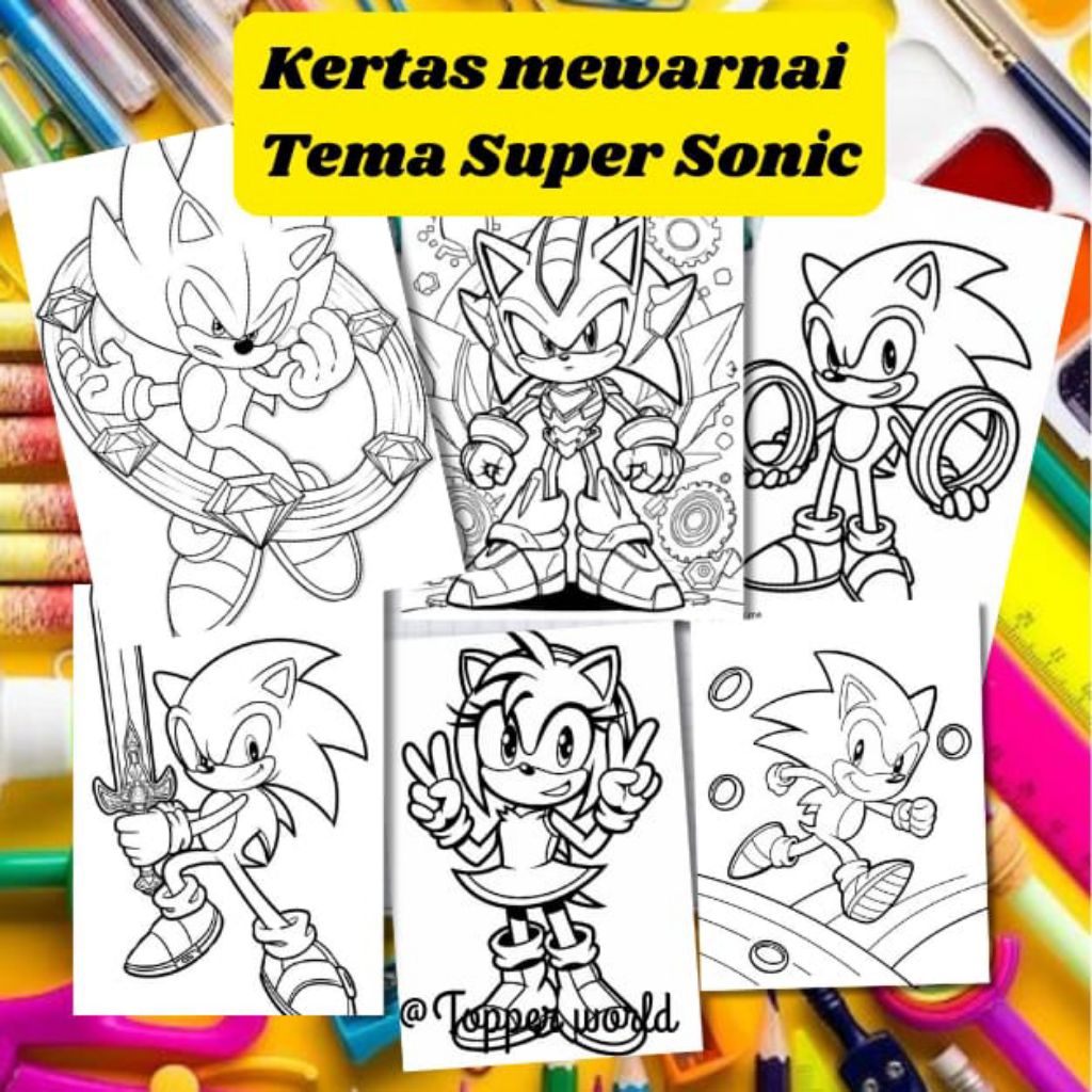 

20 LEMBAR KERTAS MEWARNAI ANAK TEMA SUPER SONIC (READY LANGSUNG KIRIM)