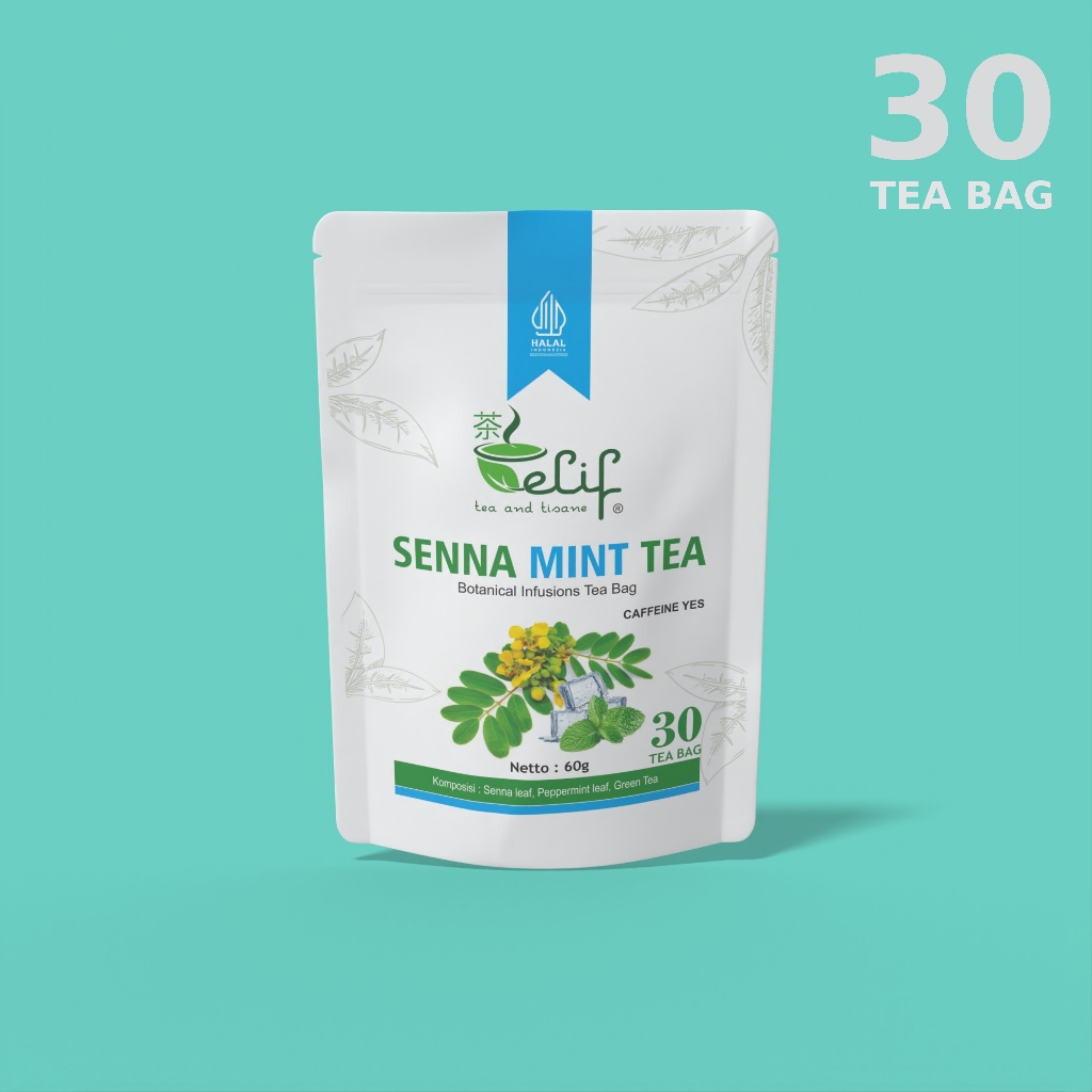 

ELIF TEA AND TISANE Senna Mint Tea Teh Daun Jati Cina Plus Mint 30 Tea Bag