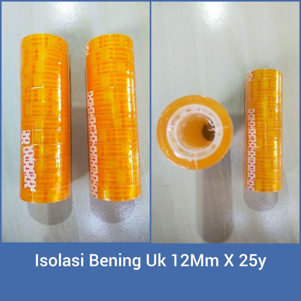 

Isolasi Bening Cocok untuk kado, uk 12mm x 25y 1 Slop Isi 12 Pcs