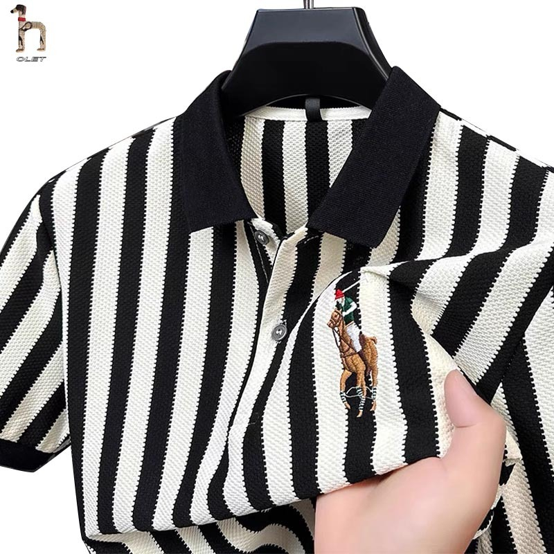 Olet Polo Shirt Pria kaos polo garis Kemeja POLO bergaris vertikal baju kaos pria premium