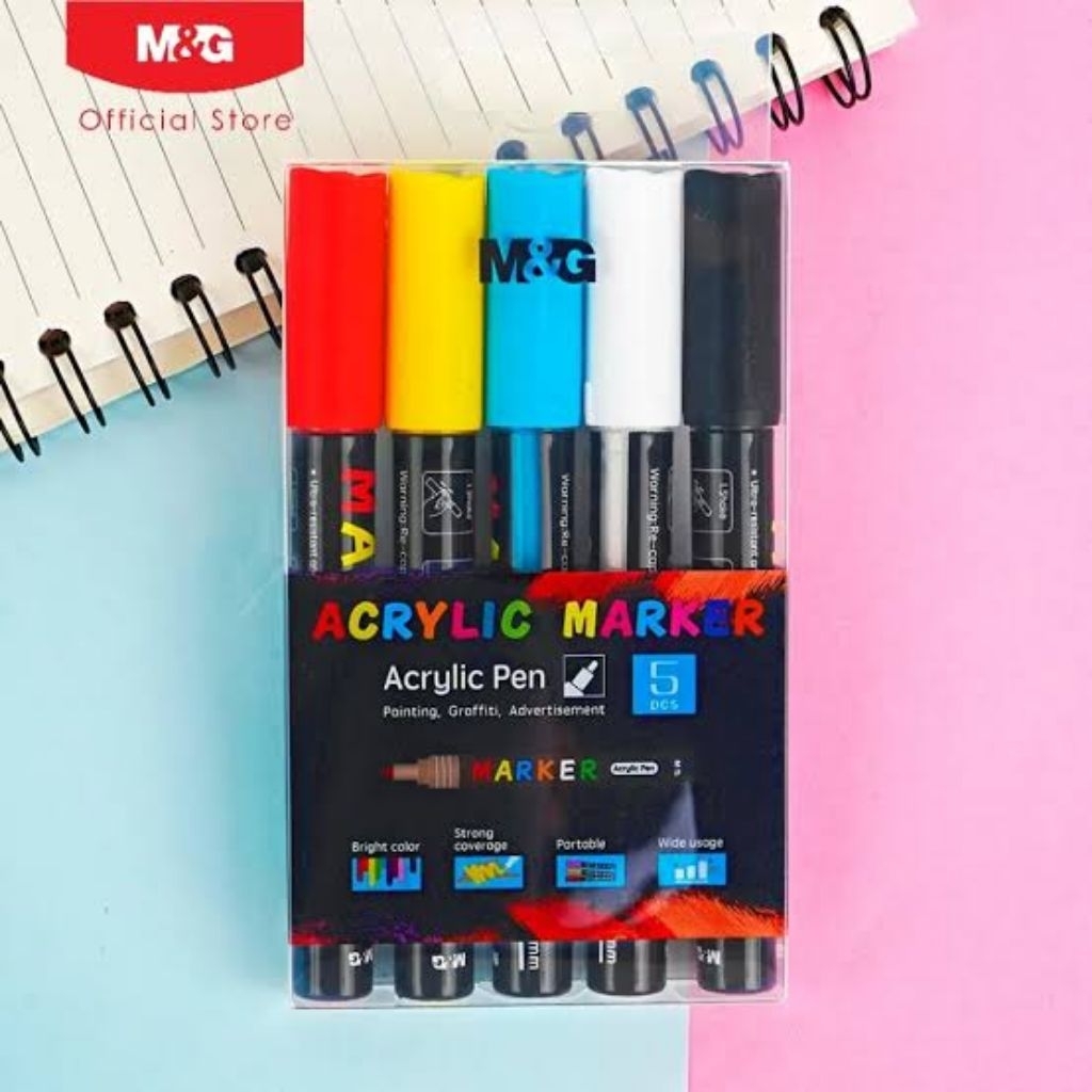 

M&G ACRYLIC MARKER PERMANENT COLOR PAINT SET SPIDOL AKRILIK CAT PERMANEN