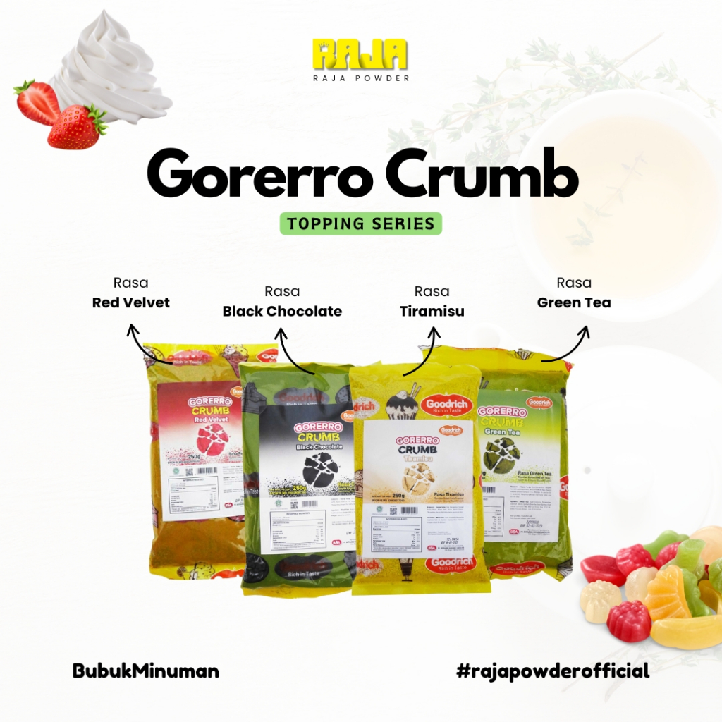 

Topping Bubuk Biskuit Gorero Crumb 250gr Berbagai Rasa
