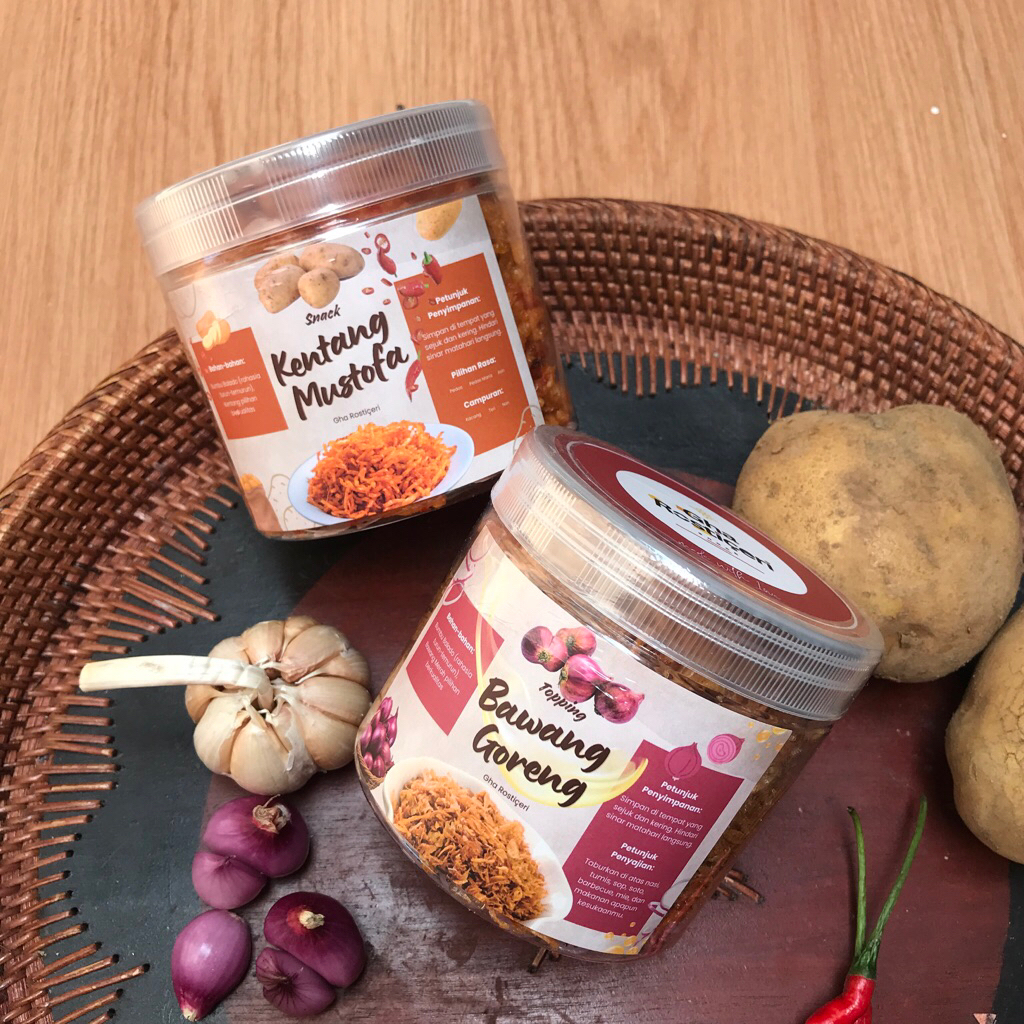 

Gha Rosticeri Paket Bundle 2 Produk Kentang Mustofa Pedas Manis 120gr & Bawang Goreng 130gr