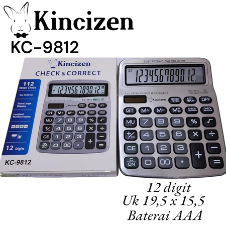 

Kalkulator Calculator Kincizen KC 9812 - 12 Digit Check and Correct Ukuran Besar Tombol Gede