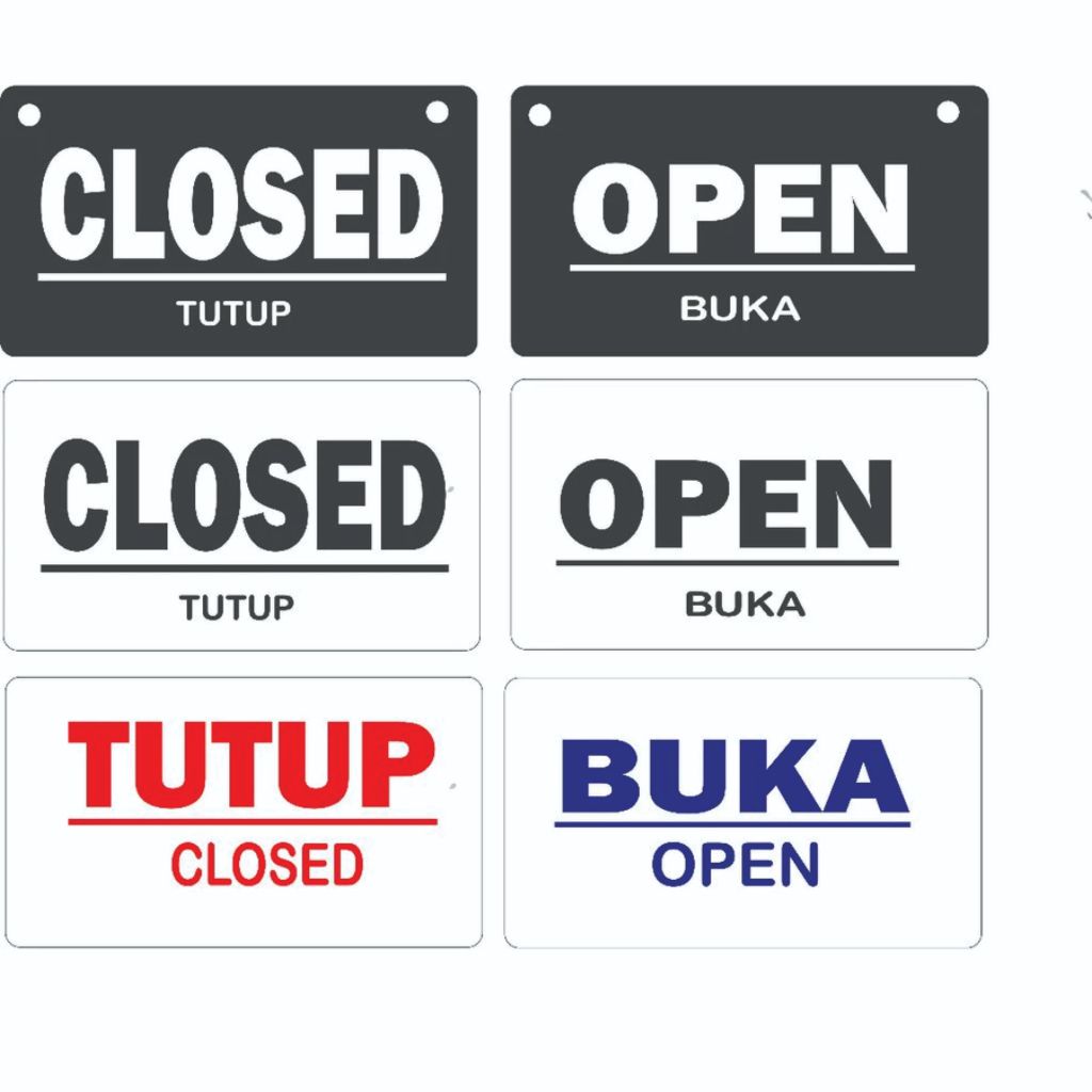 

OPEN CLOSE/BUKA TUTUP SIGN AKRILIK 2MM(Dua sisi+Rantai&Kop Kaca)