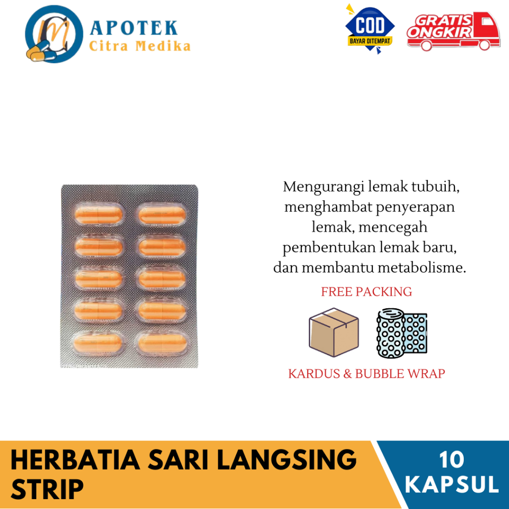 HERBATIA SARI LANGSING (1 STRIP ISI 10 KAPSUL) - MEMBANTU MENGURANGI LEMAK TUBUH/MENDETOKS TUBUH