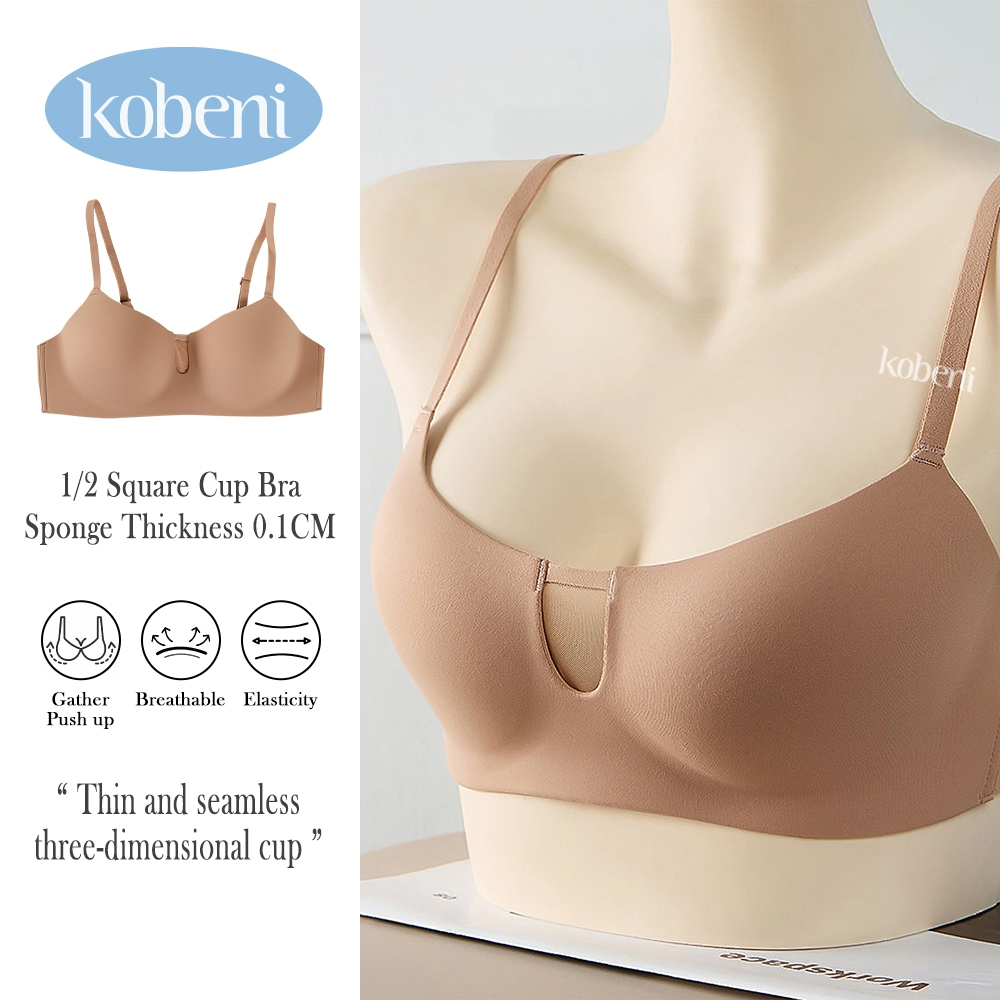 Kobeni Bra Busa Tebel Push Up Tanpa Kawat Mengangkat Bh Wanita Polos Nyaman Tanpa kawat Push Up Seam