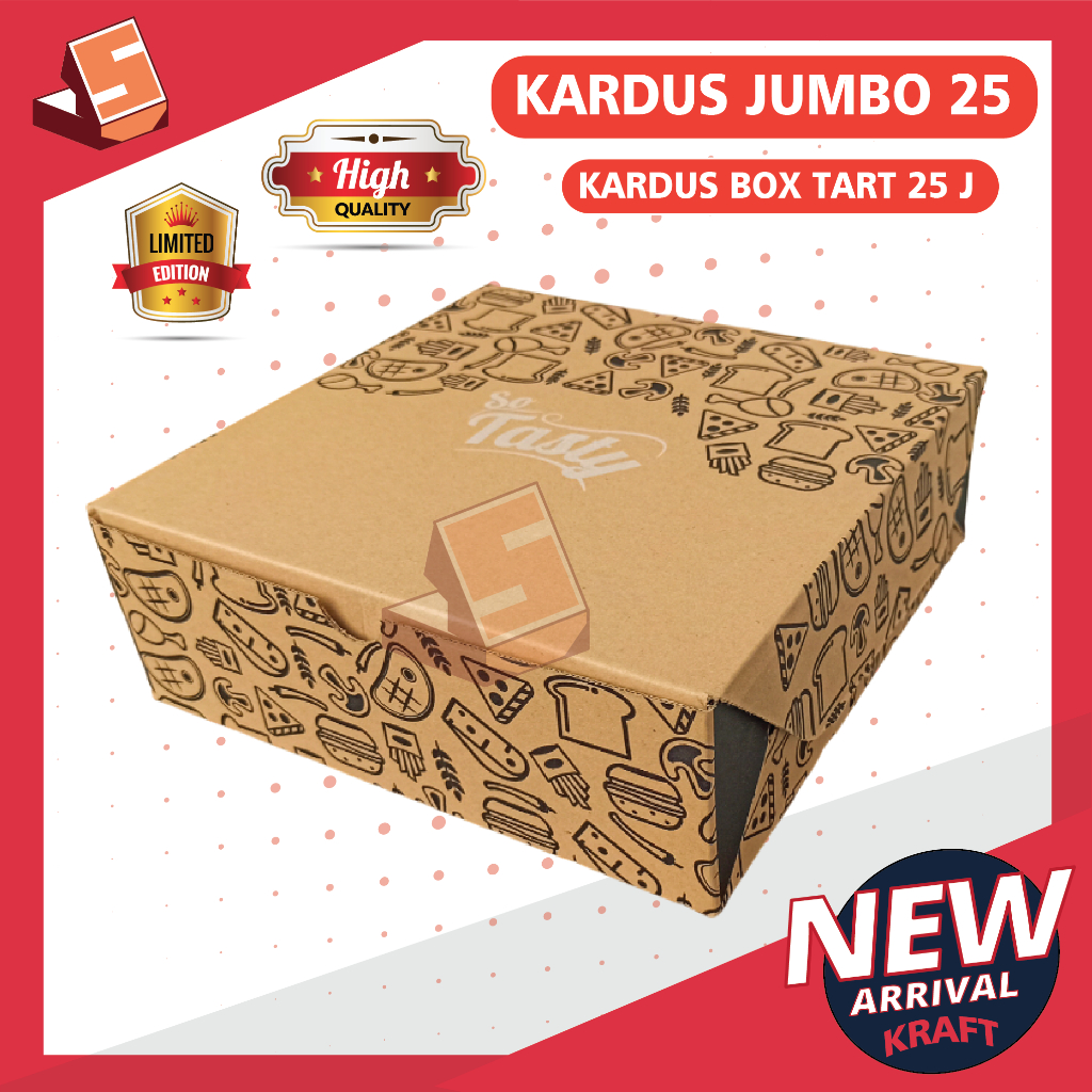 

KARDUS KARTON KUE TART UKURAN 25 / Dos Tart 25 / Dos tart Motif / Kardus kraft 2 layer / Kardus Kue