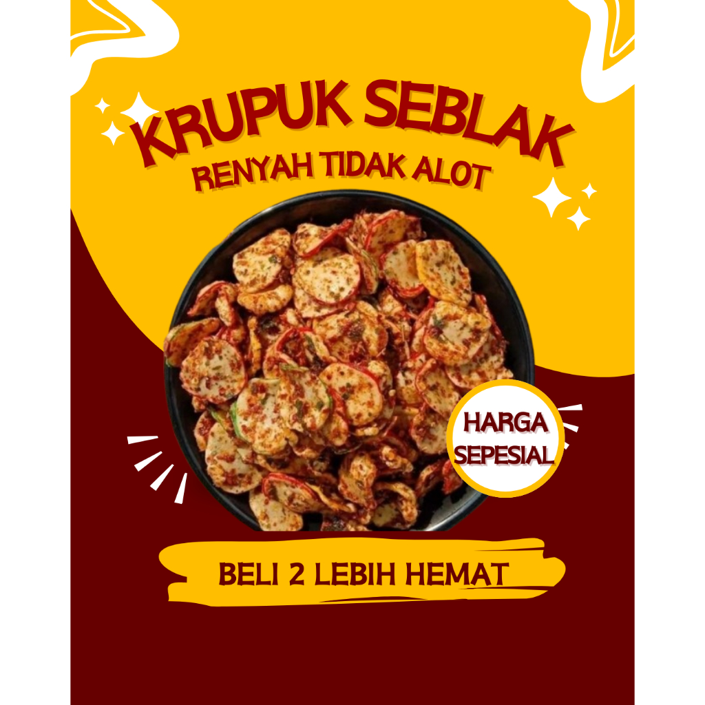 

( Camilan id) KRUPUK SEBLAK SULTAN PEDAS DAUN JERUK 1 KG seblak bantat pedas camilan kiloan murah