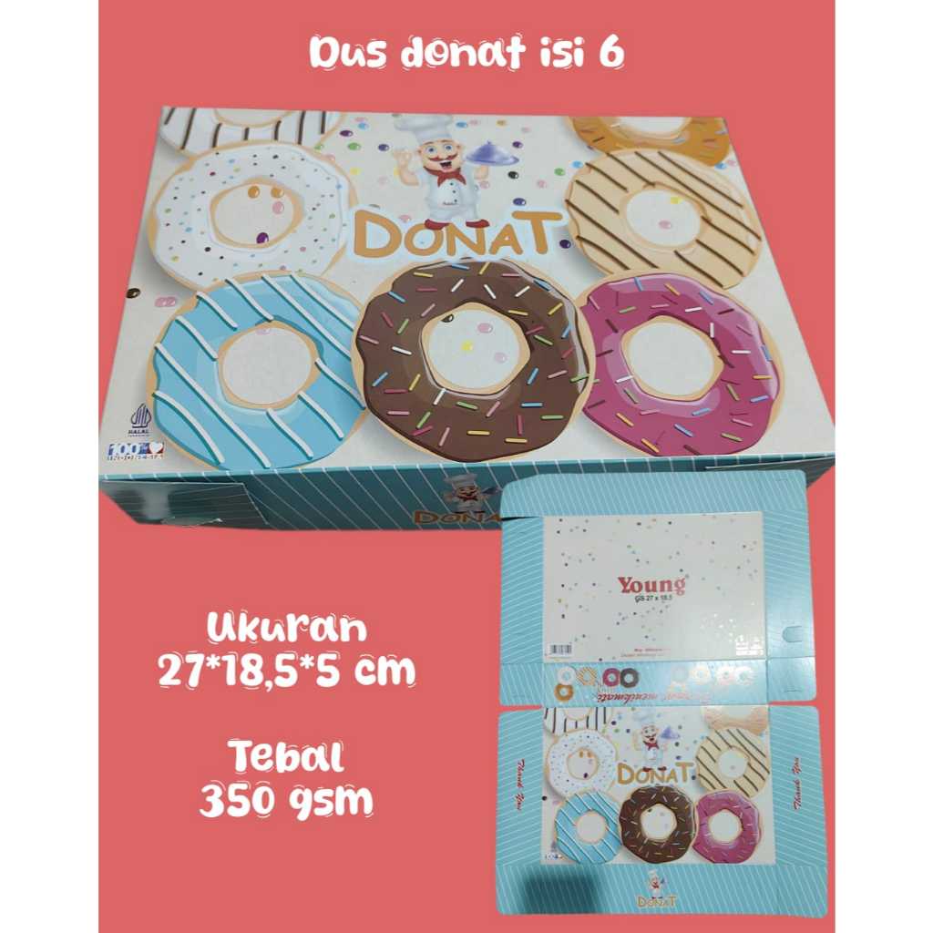 

HEMAT 50Pcs Dus Donat Sweet and Fresh Pink isi 6 / Box Donat Mini Isi 6 / Kemasan Kotak Donnat isi 3