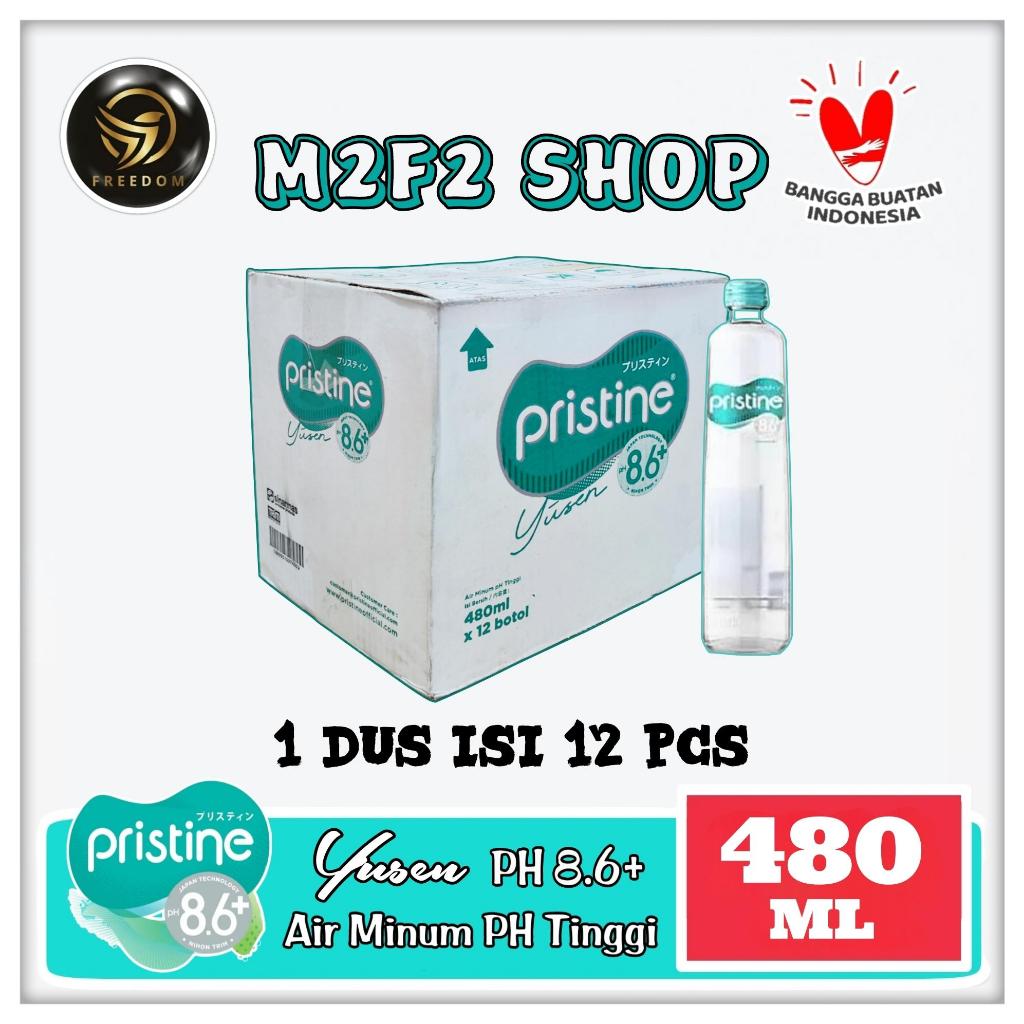Air Mineral Pristine Yusen pH8.6+ Botol Beling | Kaca - 480 ml (Kemasan Karton)