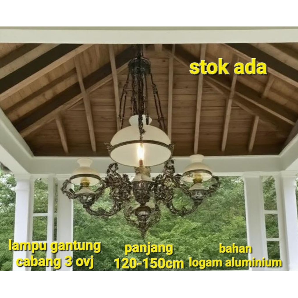 lampu gantung hias antik ovj cabang 3,lampu joglo,jawa betawi bali