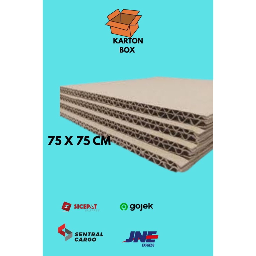 

Karton Kardus Lembaran Sheet 75x75 CM ketebalan 6MM Double Wall/Kardus Lembaran/Polos