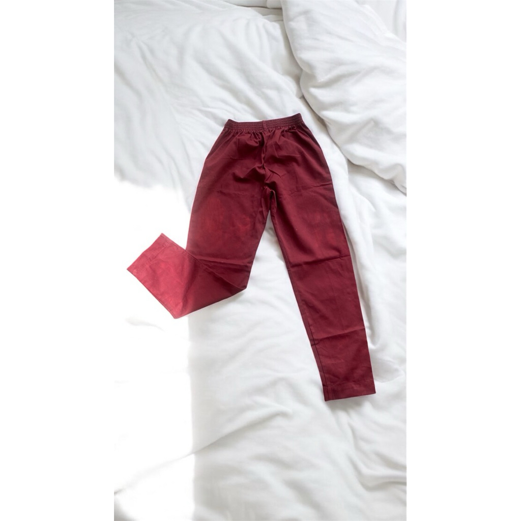 Celana Panjang Maroon Preloved Wanita Pria | Basic Casual | Celana Santai Harian Bekas Pemakaian Pri
