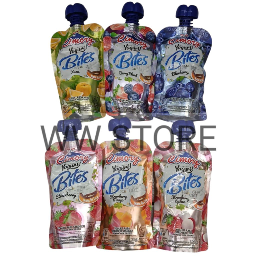 

Minuman yoghurt rasa aneka buah beri stroberi bluberi mangga dengan Nata De Coco halal MUI Cimory Thick & Creamy Yogurt ! Bites Berry Blend / Blueberry / Strawberry / Strawberry Mango / Yuzu 120g