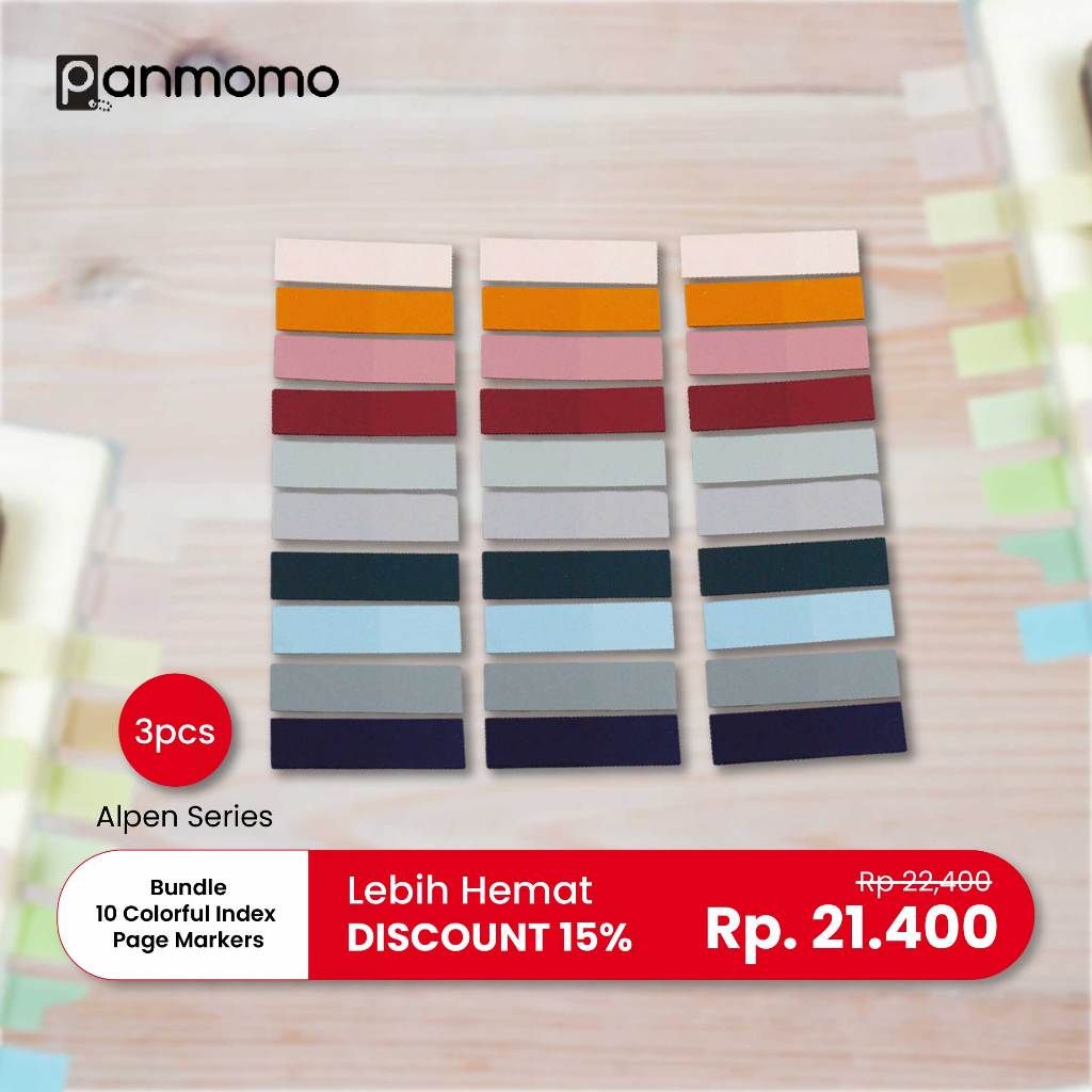 

Panmomo Bundle 3 Pcs Sticky Note Transparan 10 Colorful Index Page Markers