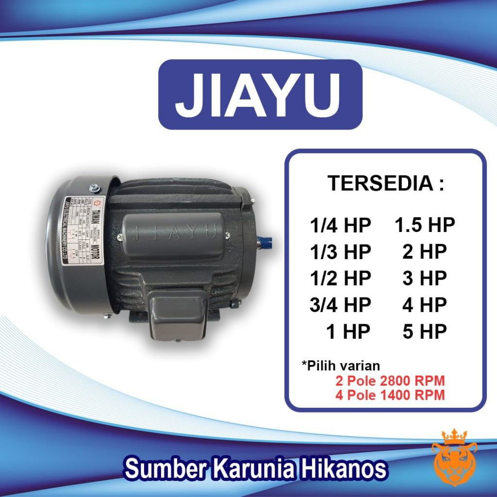 JIAYU 3 HP 1 Phase Dinamo Elektro Motor 2&4 pole